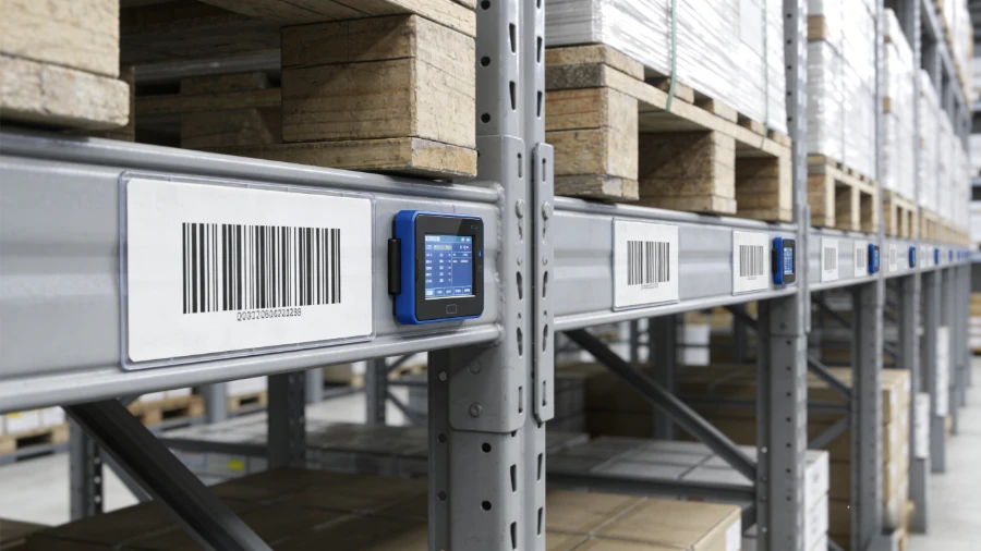 warehouse rack labeling system with barcode labels and electronic shelf labels on pallet racking warehouse rack labeling system with barcode labels and electronic shelf labels on pallet racking
